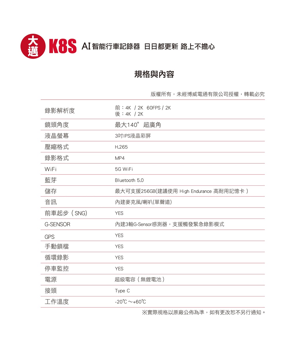 K8s C 規格表