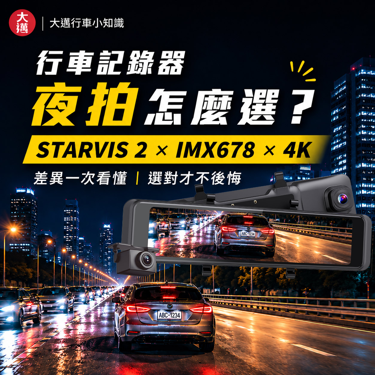 行車記錄器夜拍怎麼選？STARVIS 2、IMX678與4K差異一次看懂